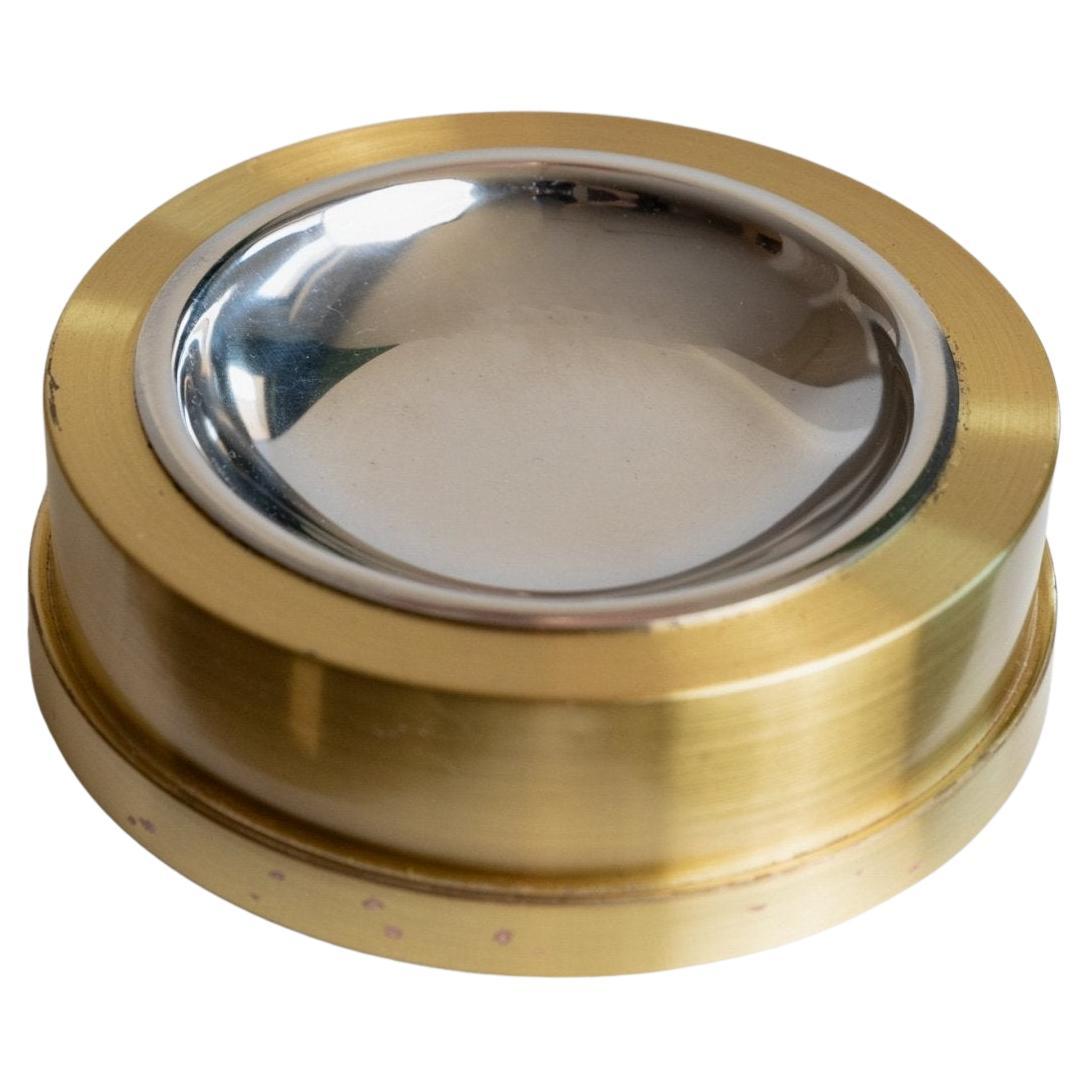 Cendrier vintage en métal doré et argenté, Italie, années 1970