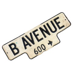 Vintage Metal "B Avenue" Street Sign - City of Coronado, California