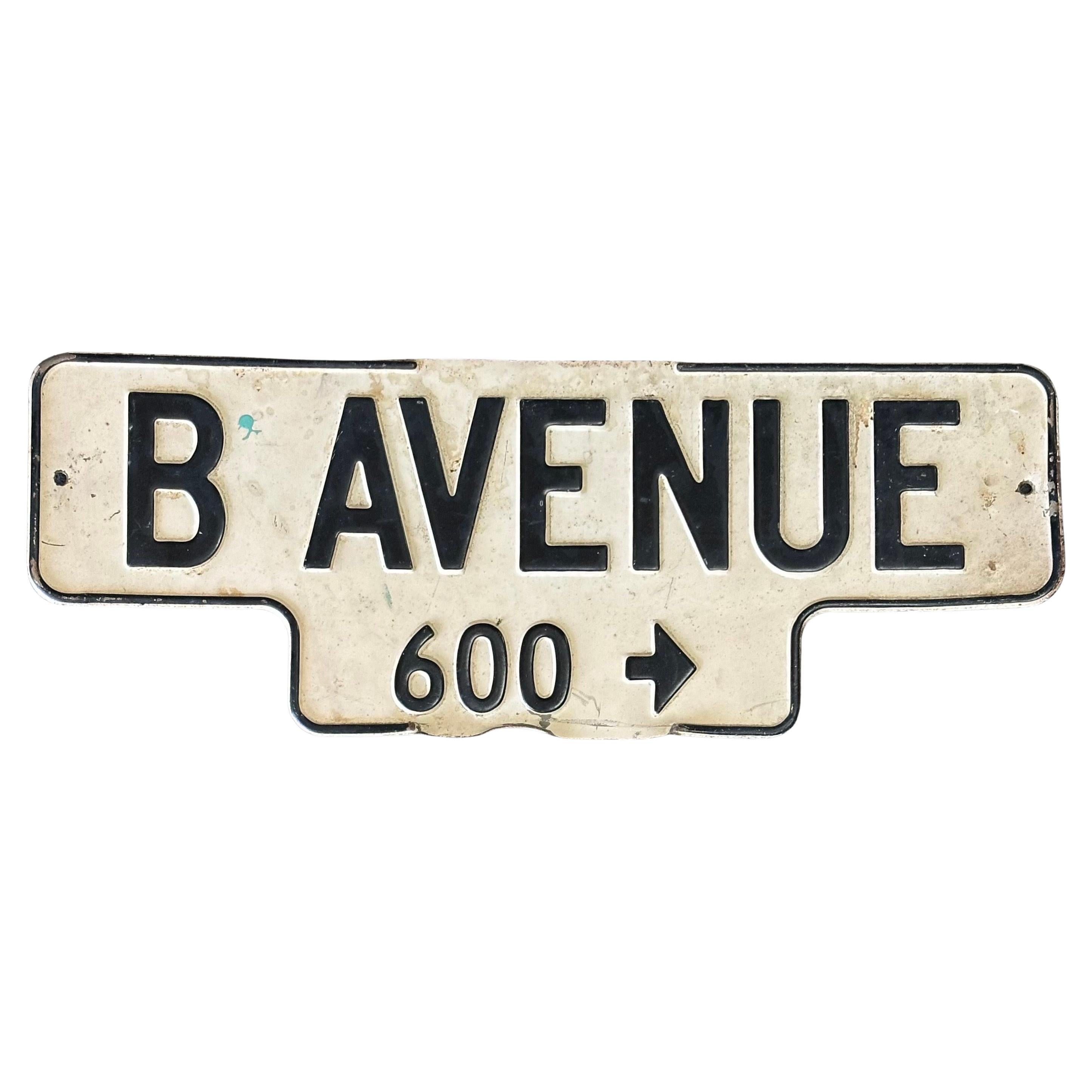 Vintage Metal "B Avenue" Street Sign - City of Coronado, California