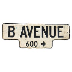 Vintage Metal "B Avenue" Street Sign - City of Coronado, California