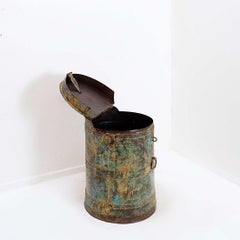 Vintage metal barrel with a unique patina - France 20th