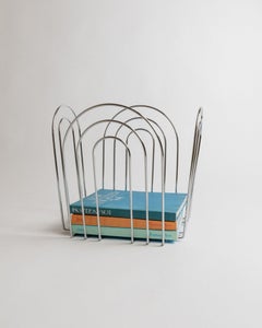 Vintage Metal Basket Chrome-Plated Space Age Design, 1980s