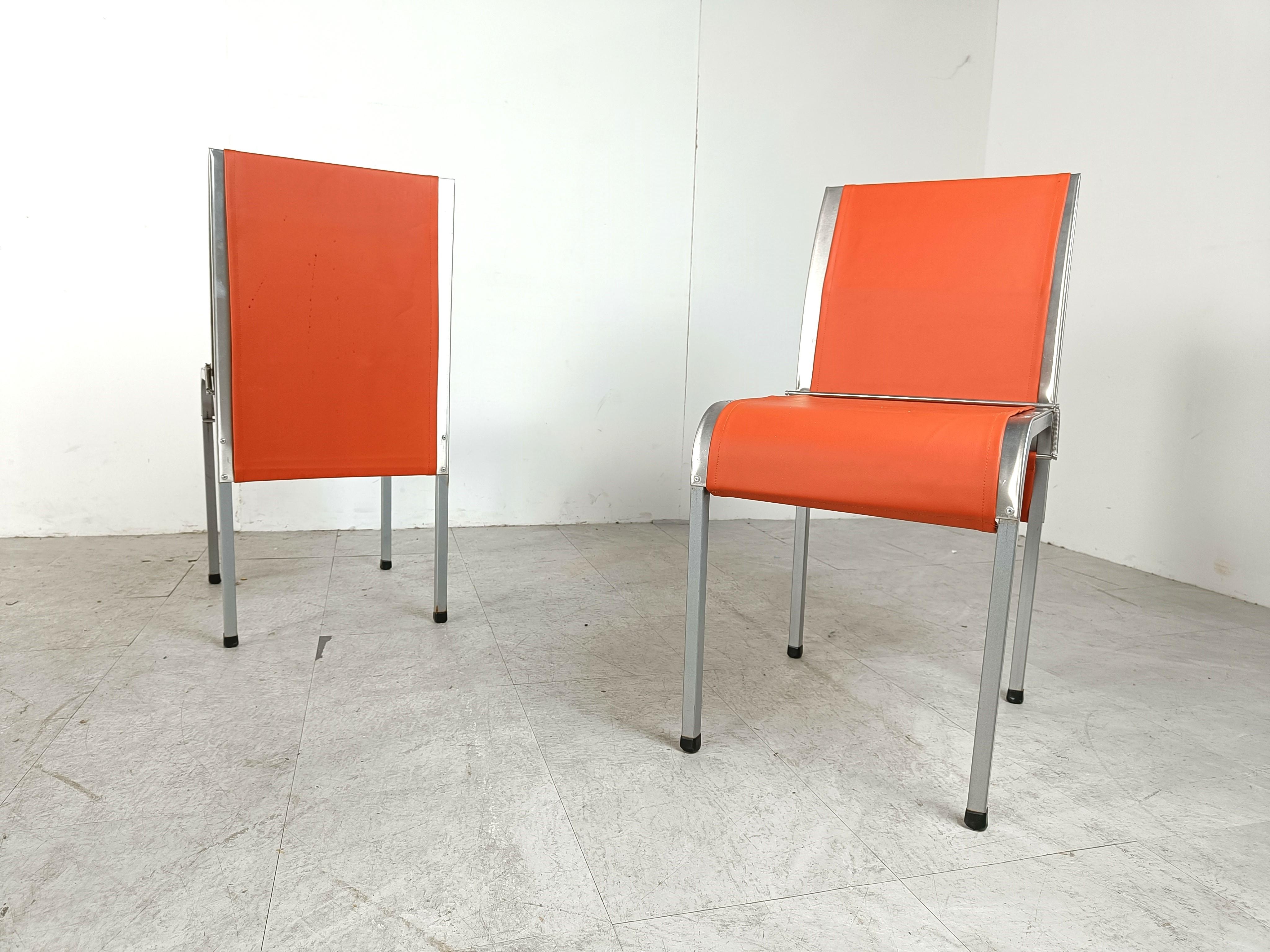 Vintage metal belgian dining chairs, 1990s In Good Condition In HEVERLEE, BE