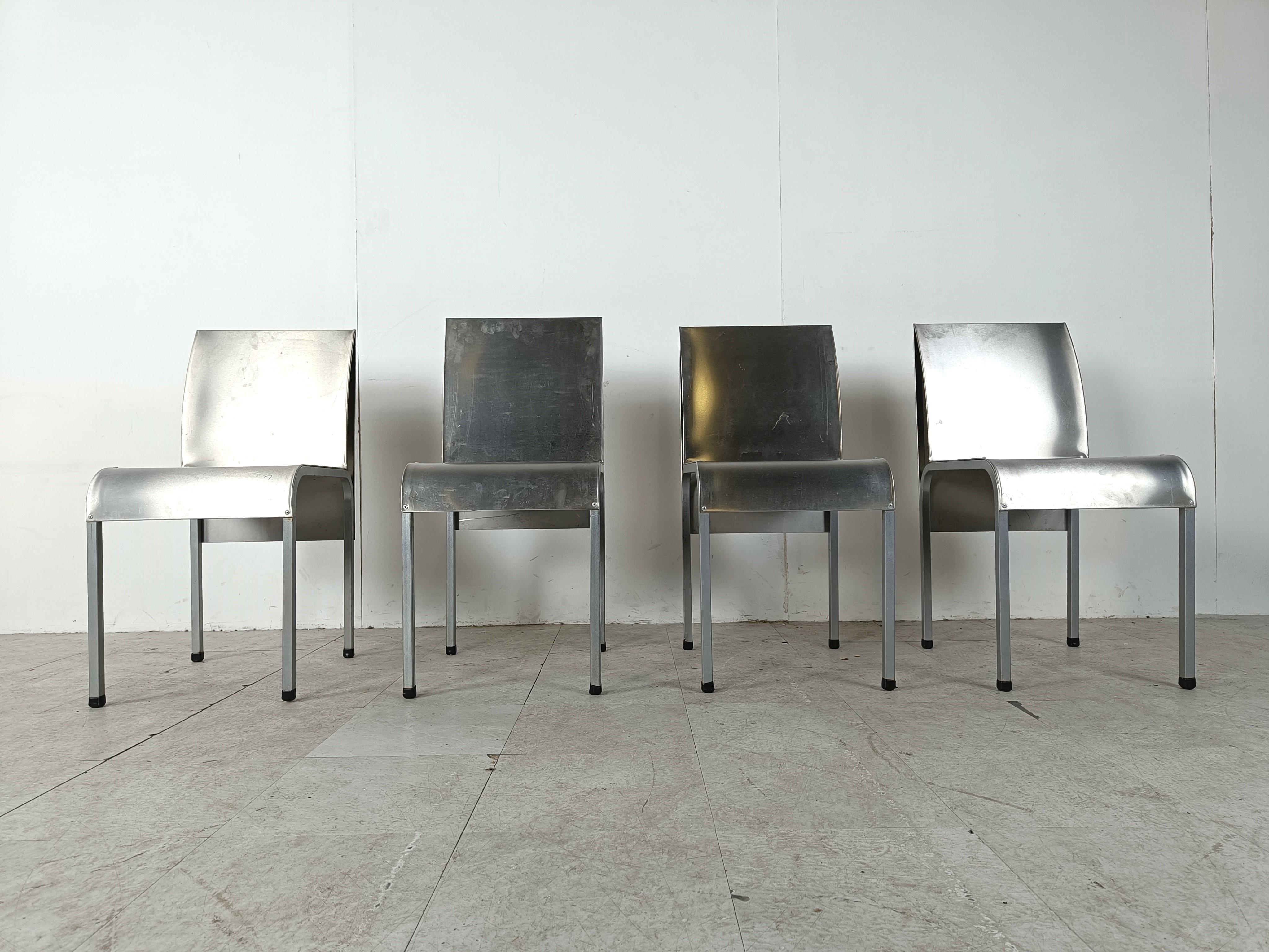 Aluminum Vintage metal belgian dining chairs, 1990s