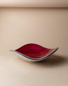 Vintage Metal Bowl Red Enameled Steel Fruit Bowl, Italy, 1970s