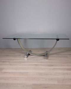Vintage metal, brass, and glass table by Renato Zevi, 1970s