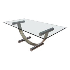 Vintage metal, brass, and glass table by Renato Zevi, 1970s