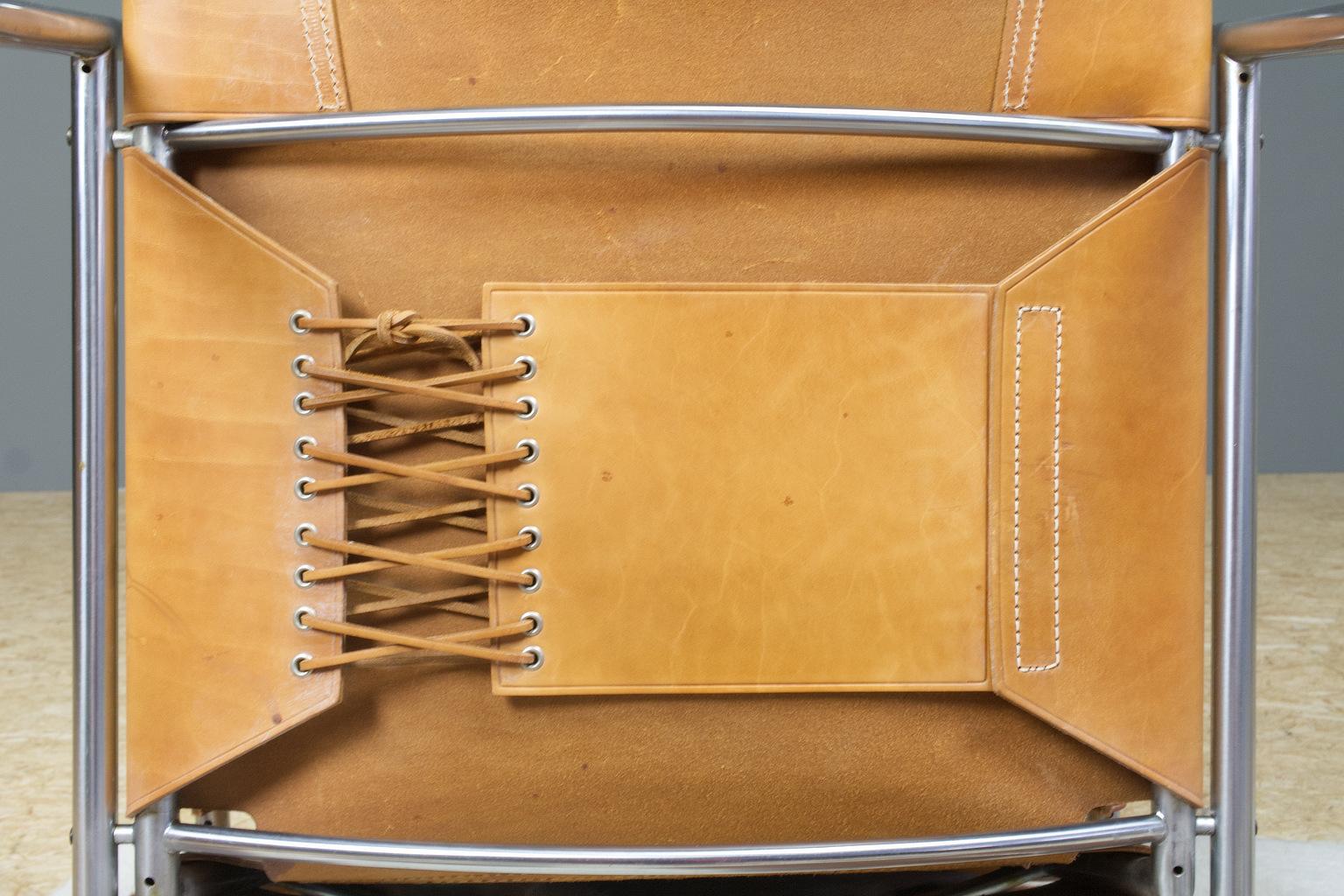 Vintage Metal, Brown Saddle Leather Lounge Chair Sz02 by Martin Visser Spectrum 4