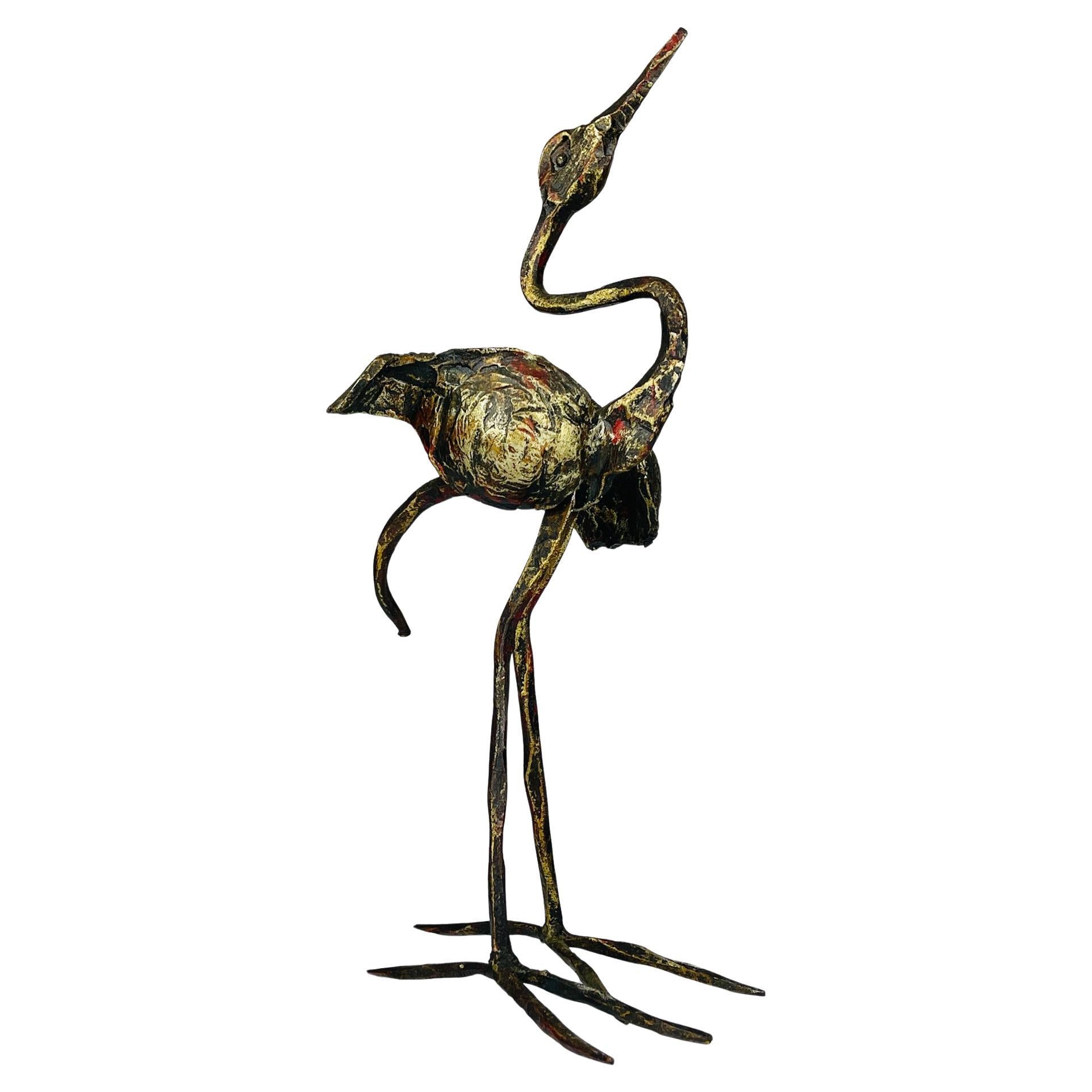 Vintage metal Brutalist sculpture Bird by Salvino Marsura, Italy 1950s