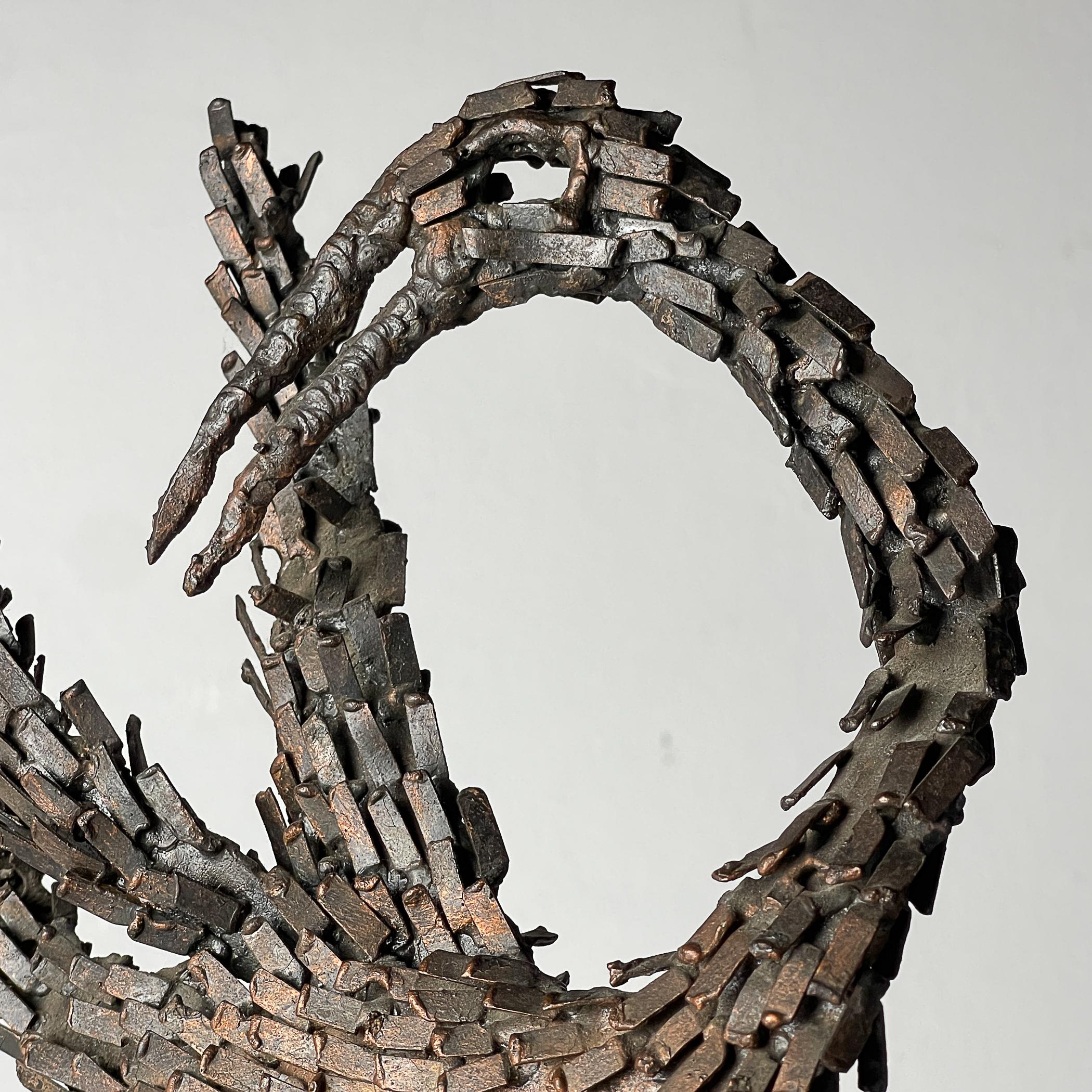 Vintage metal Brutalist sculpture Bird by Salvino Marsura, Italy 1957 For Sale 5