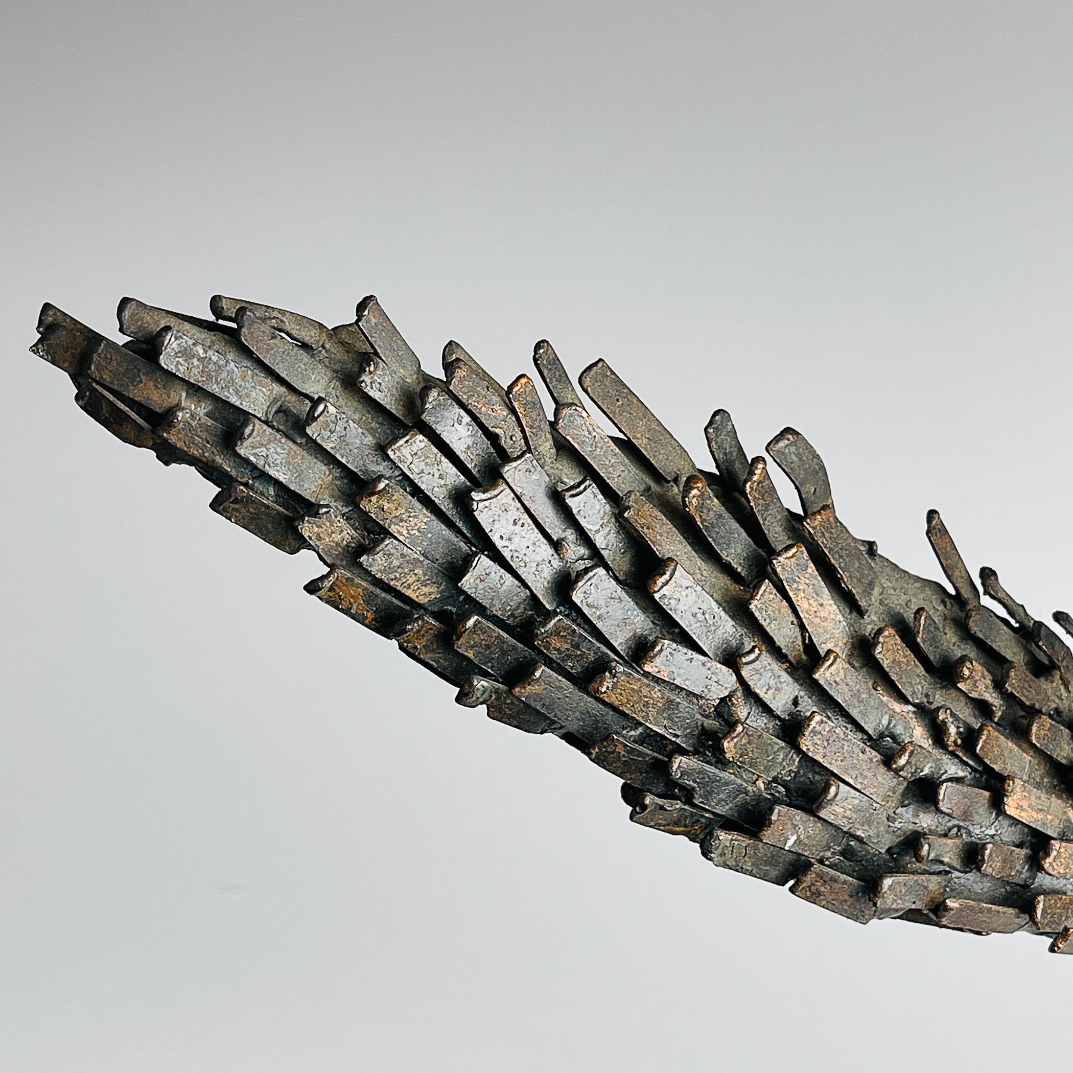 Mid-Century Modern Vintage metal Brutalist sculpture Bird by Salvino Marsura, Italy 1957 For Sale