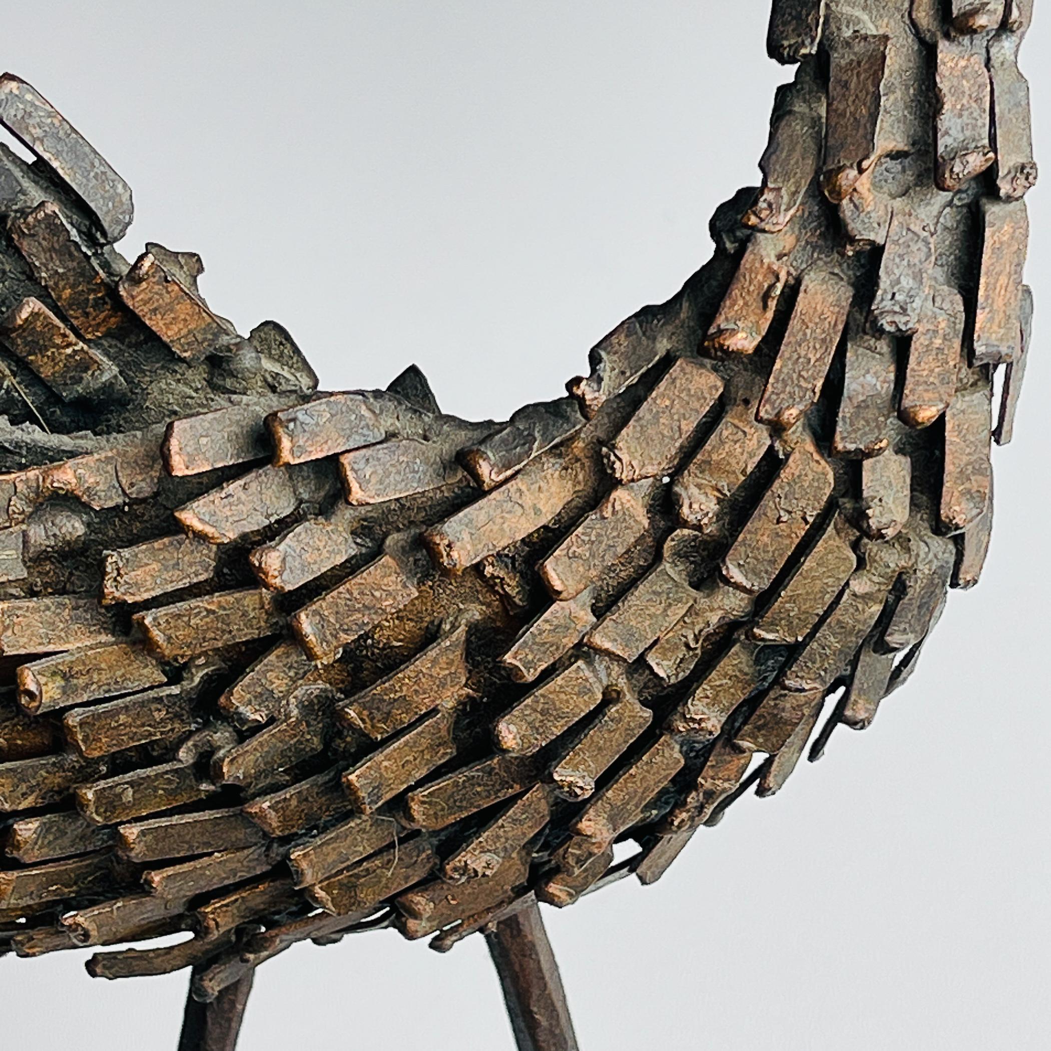 Italian Vintage metal Brutalist sculpture Bird by Salvino Marsura, Italy 1957 For Sale