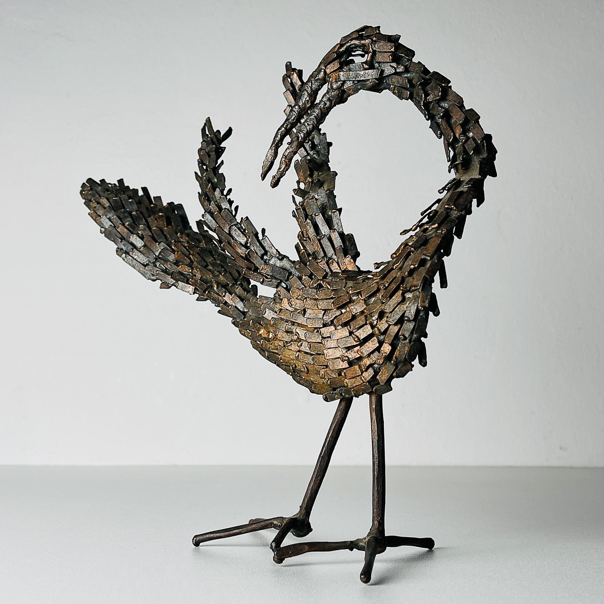Vintage metal Brutalist sculpture Bird by Salvino Marsura, Italy 1957 For Sale 2