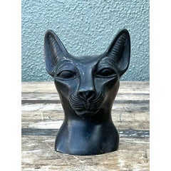 Vintage Metal Cat Head Paperweight