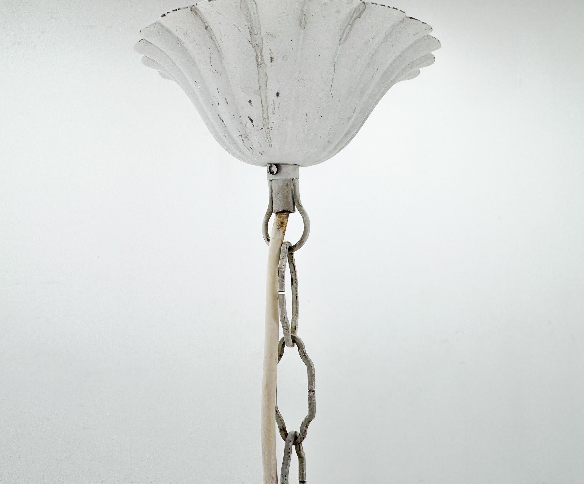 Vintage Metal Chandelier, Italy, 1970's For Sale 5