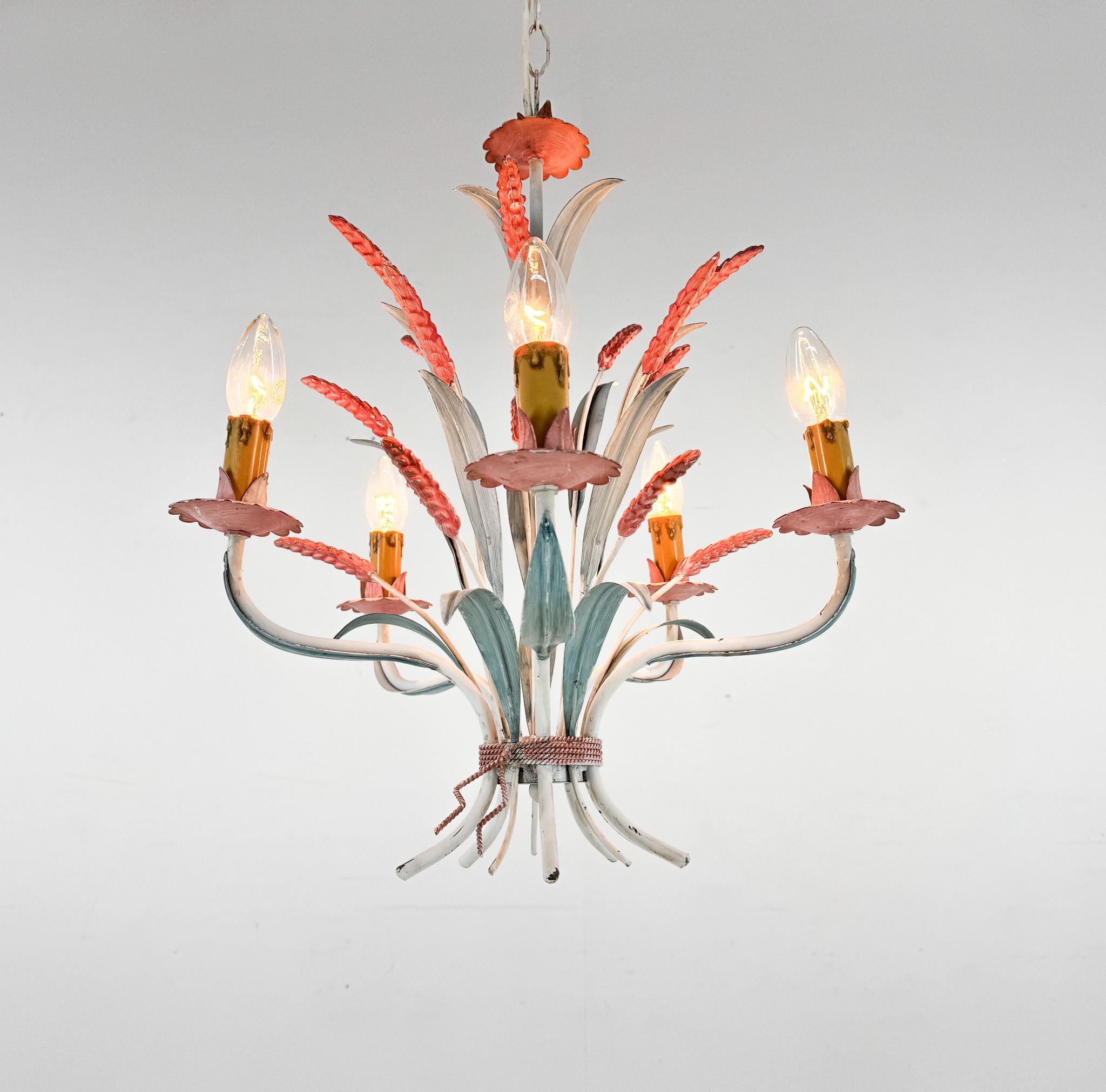 Italian Vintage Metal Chandelier, Italy, 1970's For Sale
