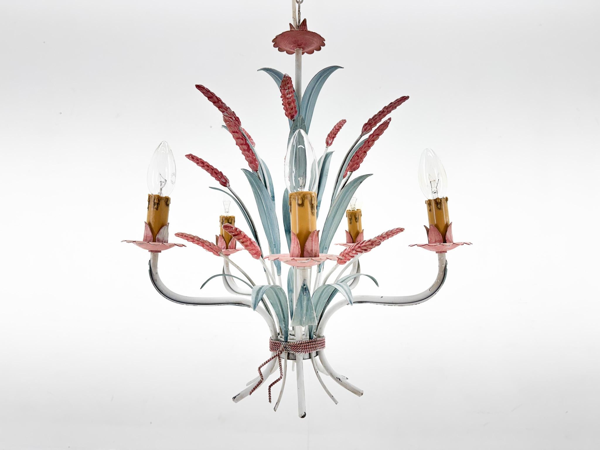 20th Century Vintage Metal Chandelier, Italy, 1970's For Sale