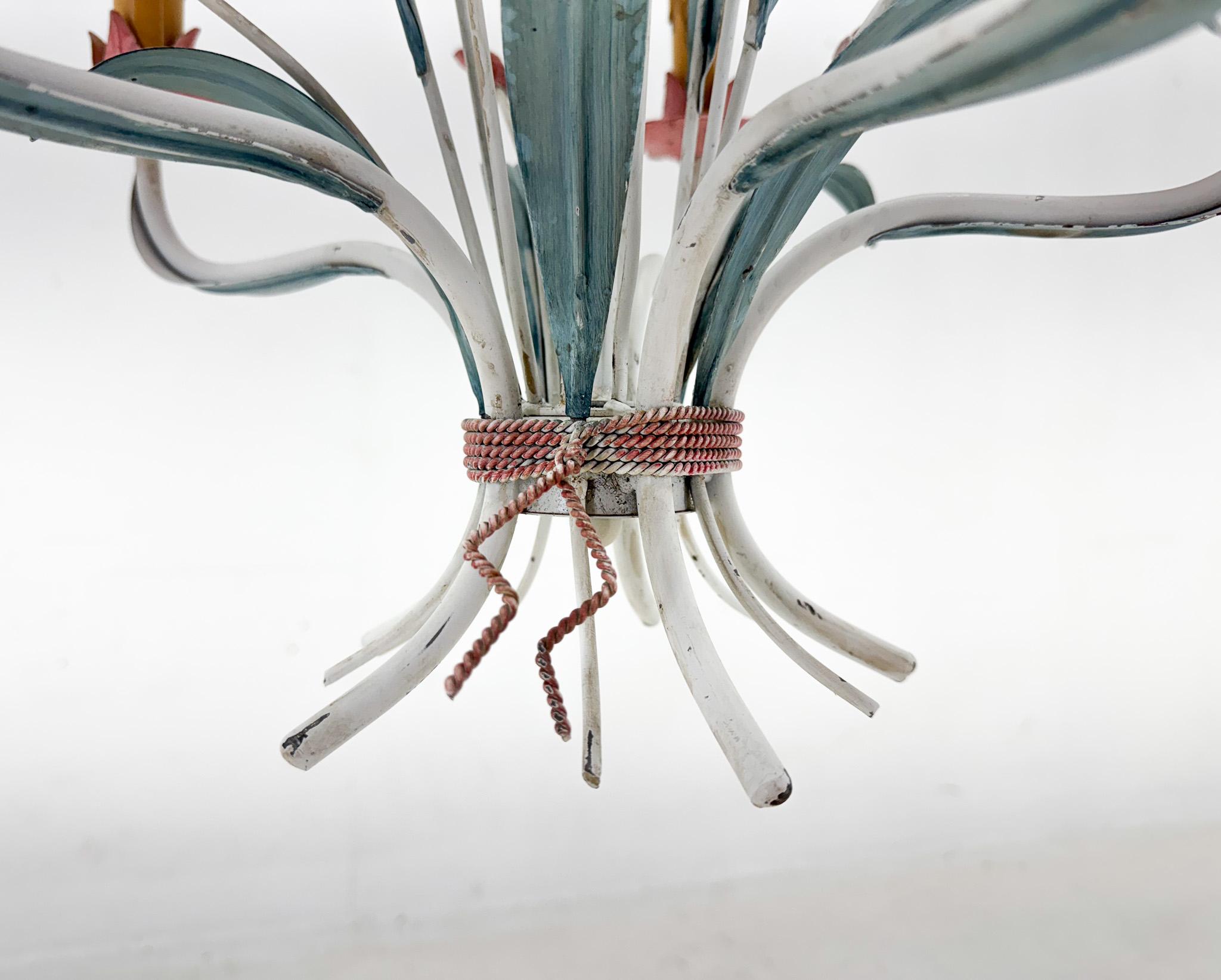 Vintage Metal Chandelier, Italy, 1970's For Sale 1