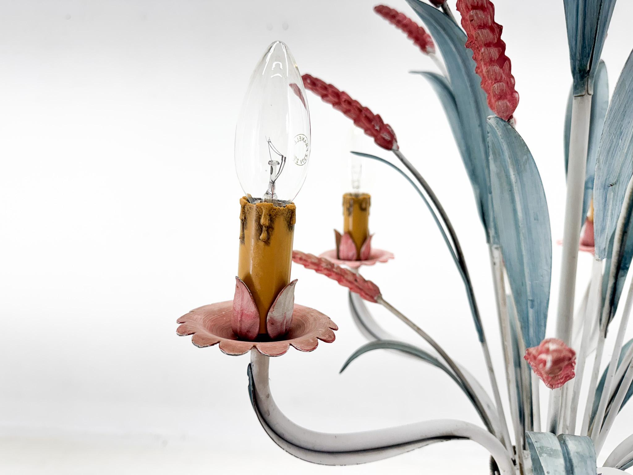 Vintage Metal Chandelier, Italy, 1970's For Sale 4