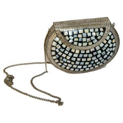 Vintage Metal Clutch with Shell Ornate 1970's