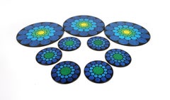 Vintage Metal Coaster and Trivet Set