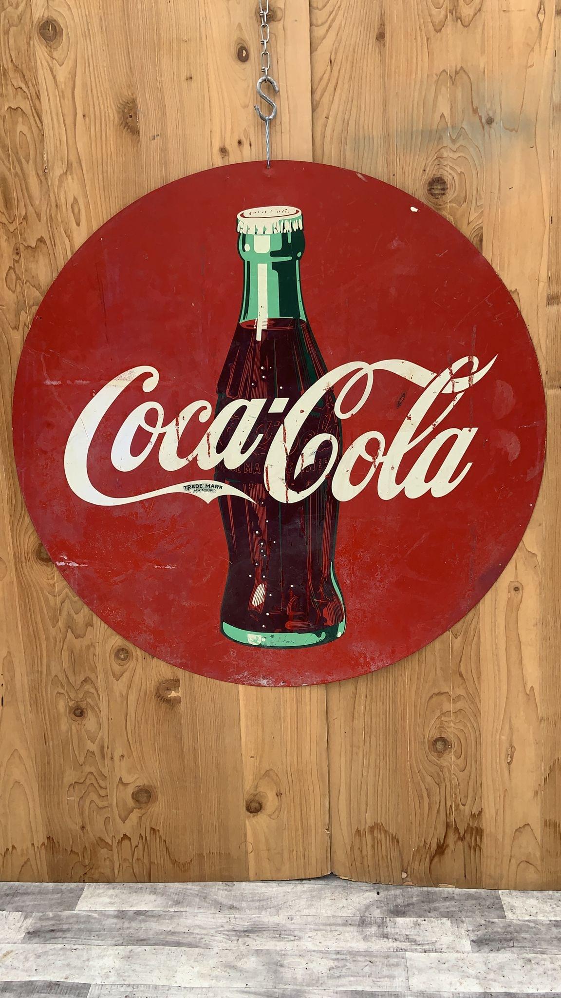 Art Deco Vintage Metal Coca-Cola Wall Sign