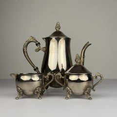 Vintage-Kaffee- oder Teeservice aus Metall, 3-teilig, Mid-Century-Modern, Italien, 1980er Jahre