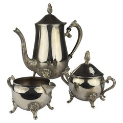 Vintage Metal Coffee or Tea Set of 3, Italy 1980s