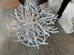 Vintage Metal Faux Coral Palm Beach Coffee Cocktail Table Powdercoated Patio