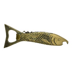Vintage Metal Fish Corkscrew Bottle Opener MidCentury Modern Breweriana Barware