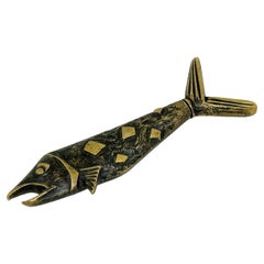 Vintage Metal Fish Corkscrew Bottle Opener MidCentury Modern Breweriana Barware