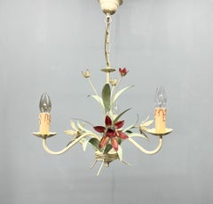 Vintage Metal Floral Chandelier, France, 1970's