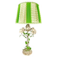 Vintage Metal Floral Lamp with Matching Shade