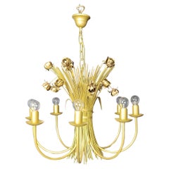 Vintage metal flower chandelier, 1980s