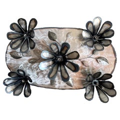 Lámpara de metal vintage montada en flor Weld Art