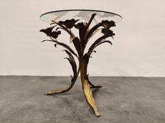 Vintage Metal Flower Side Table, Italy, 1960s