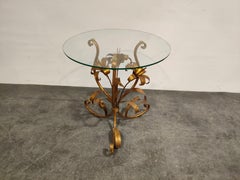 Vintage Metal Flower Side Table, Italy, 1960s