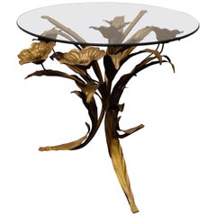 Vintage Metal Flower Side Table, Italy, 1960s