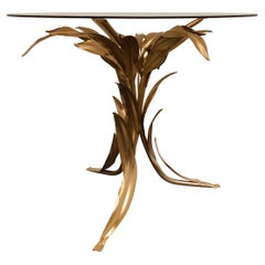 Vintage Metal Flower Side Table, Italy 1970s