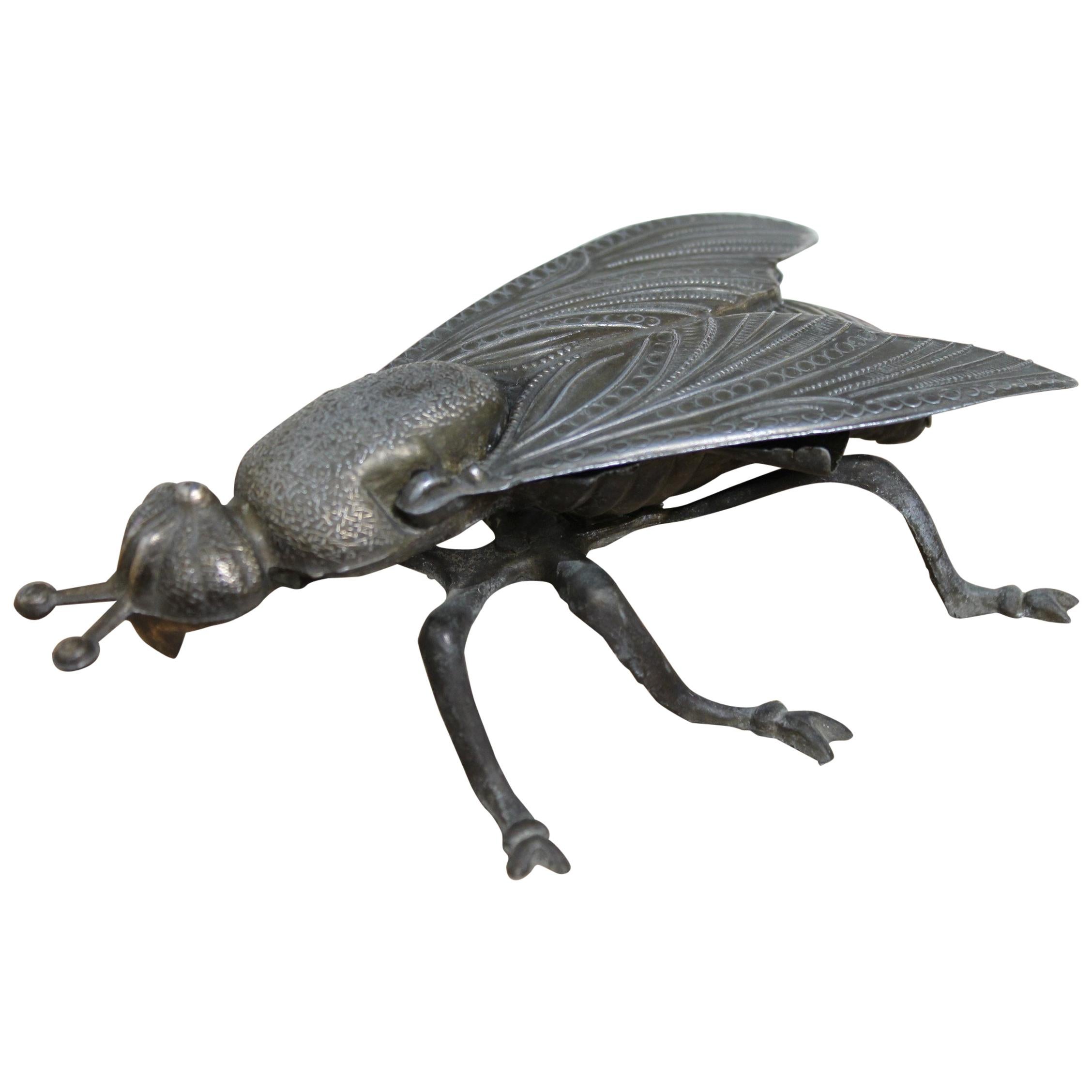 Vintage Metal Fly Ashtray, Fly Figurine, Mid-20th Century