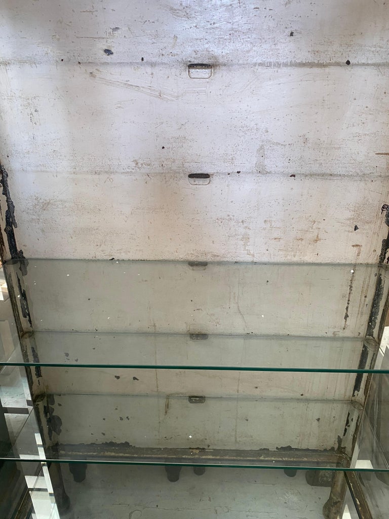 Vintage Metal Frame Glass Display For Sale at 1stDibs