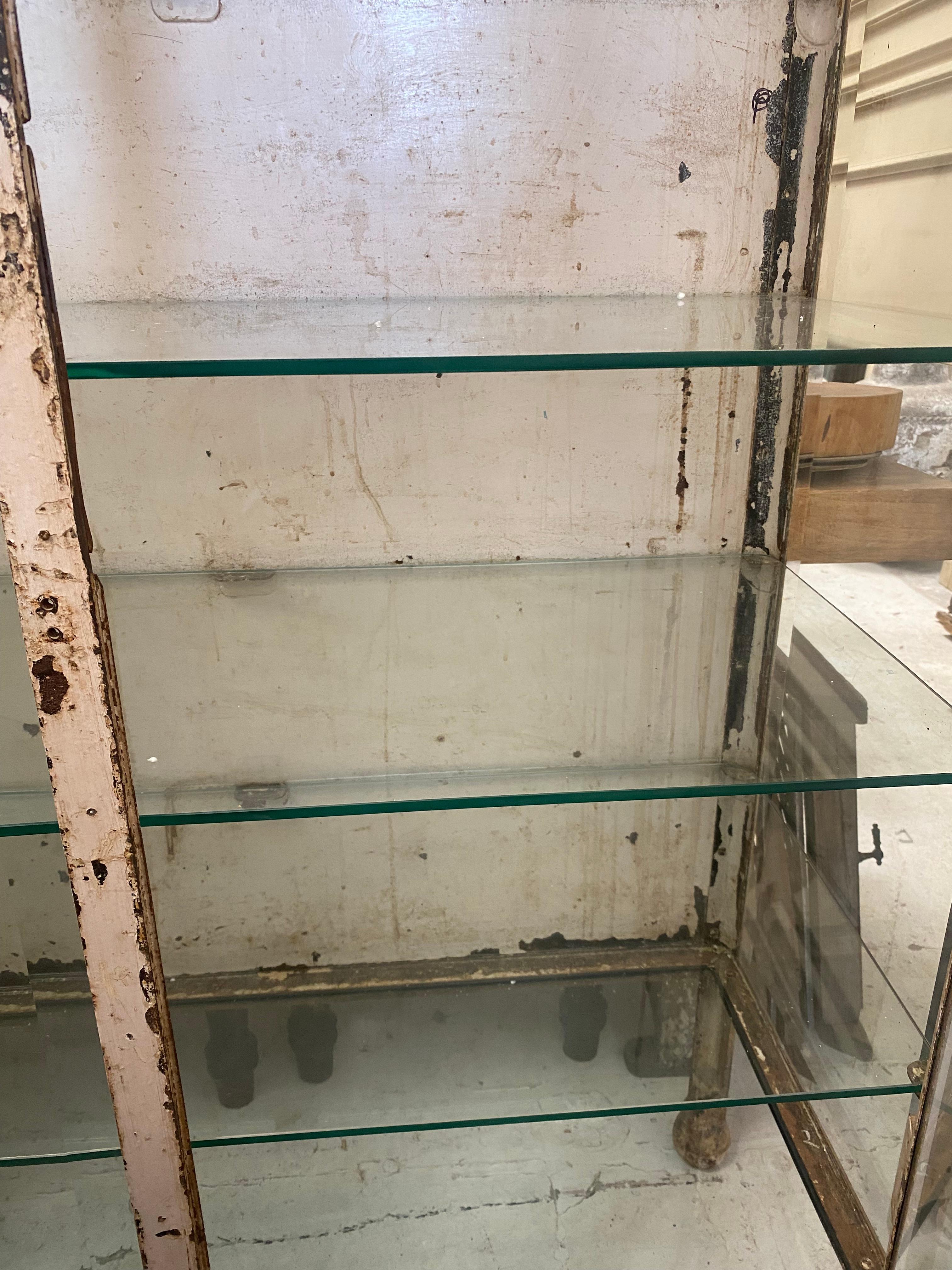 Vintage Metal Frame Glass Display Cabinet 1