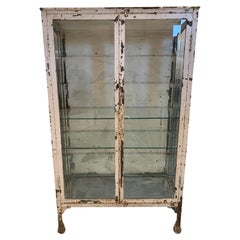 Vintage Metal Frame Glass Display Cabinet