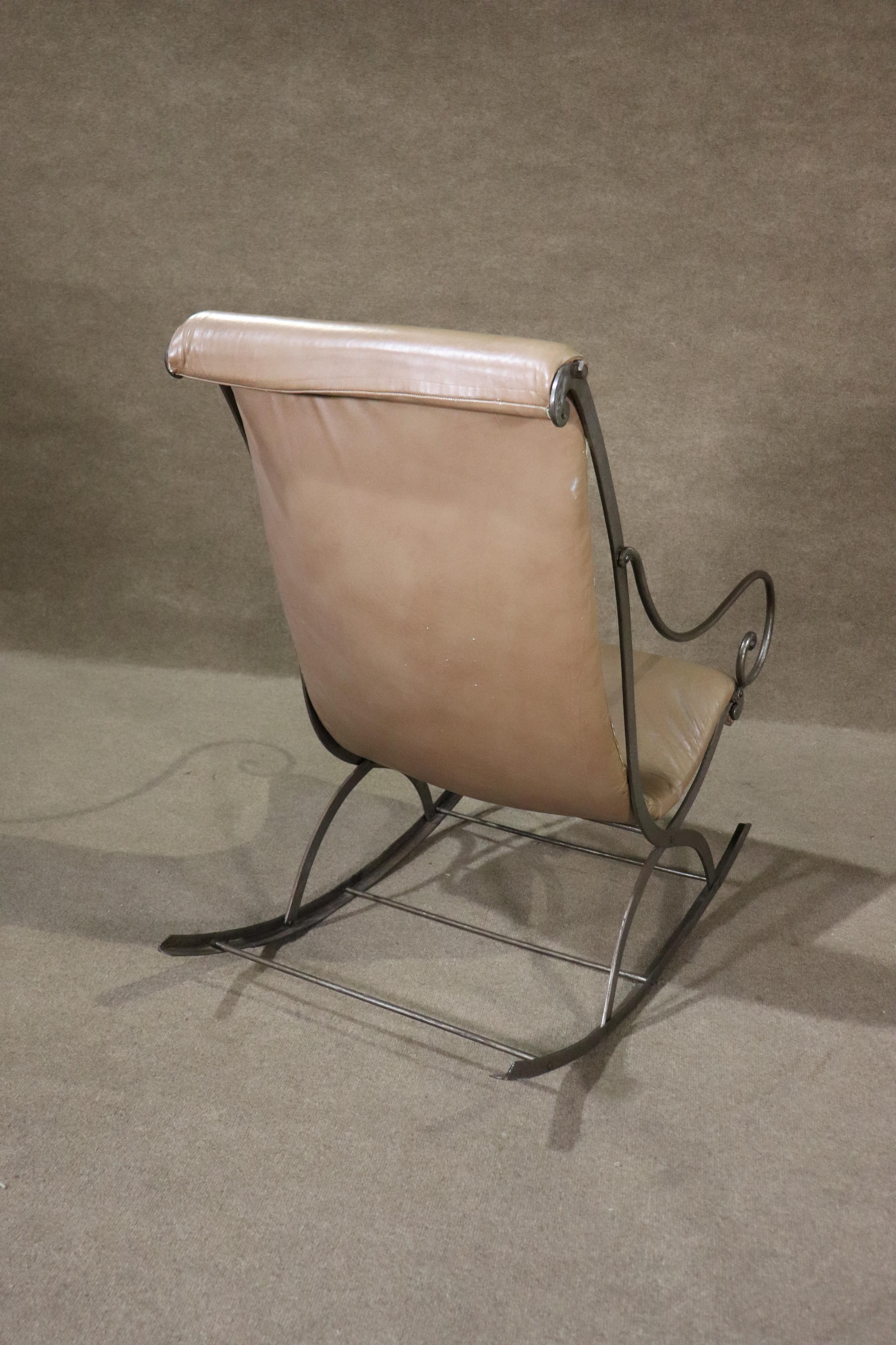 20th Century Vintage Metal Frame Rocking Chair For Sale