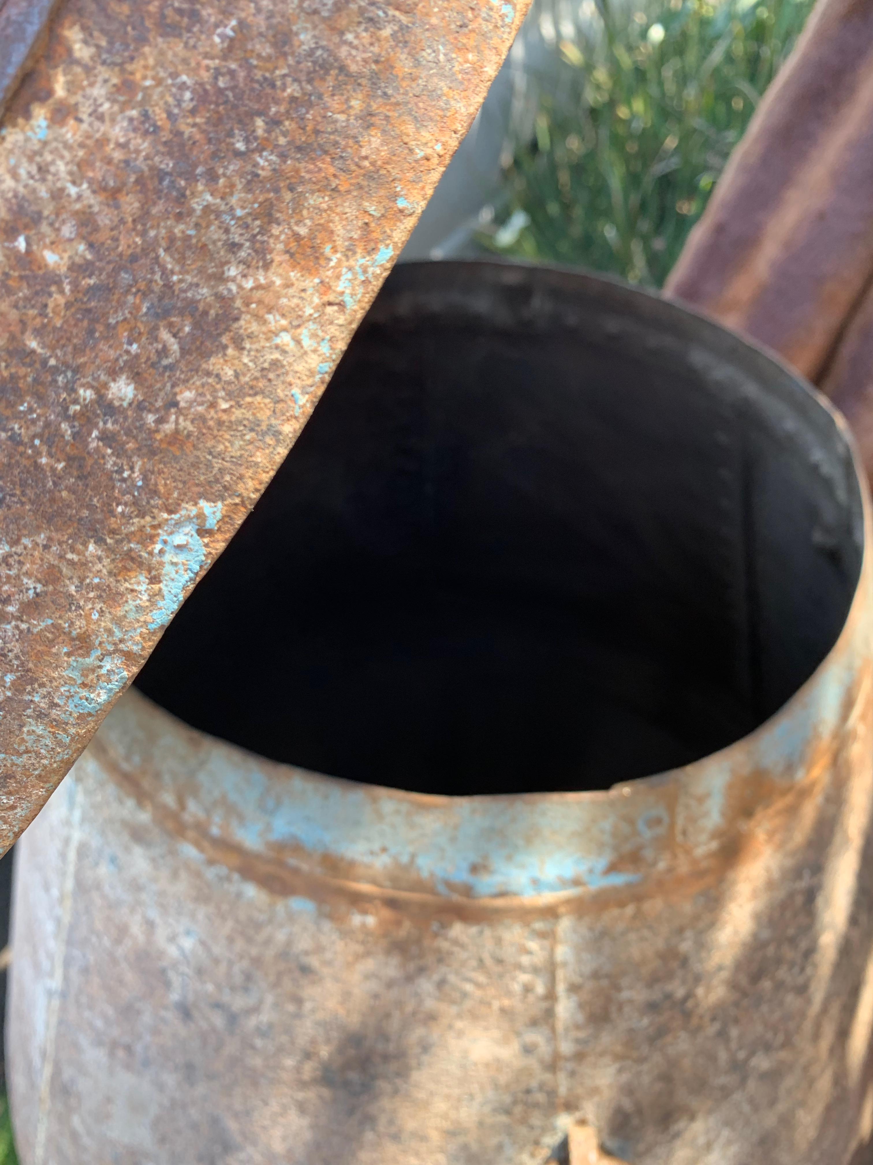 Industrial Vintage Metal Grain Barrel