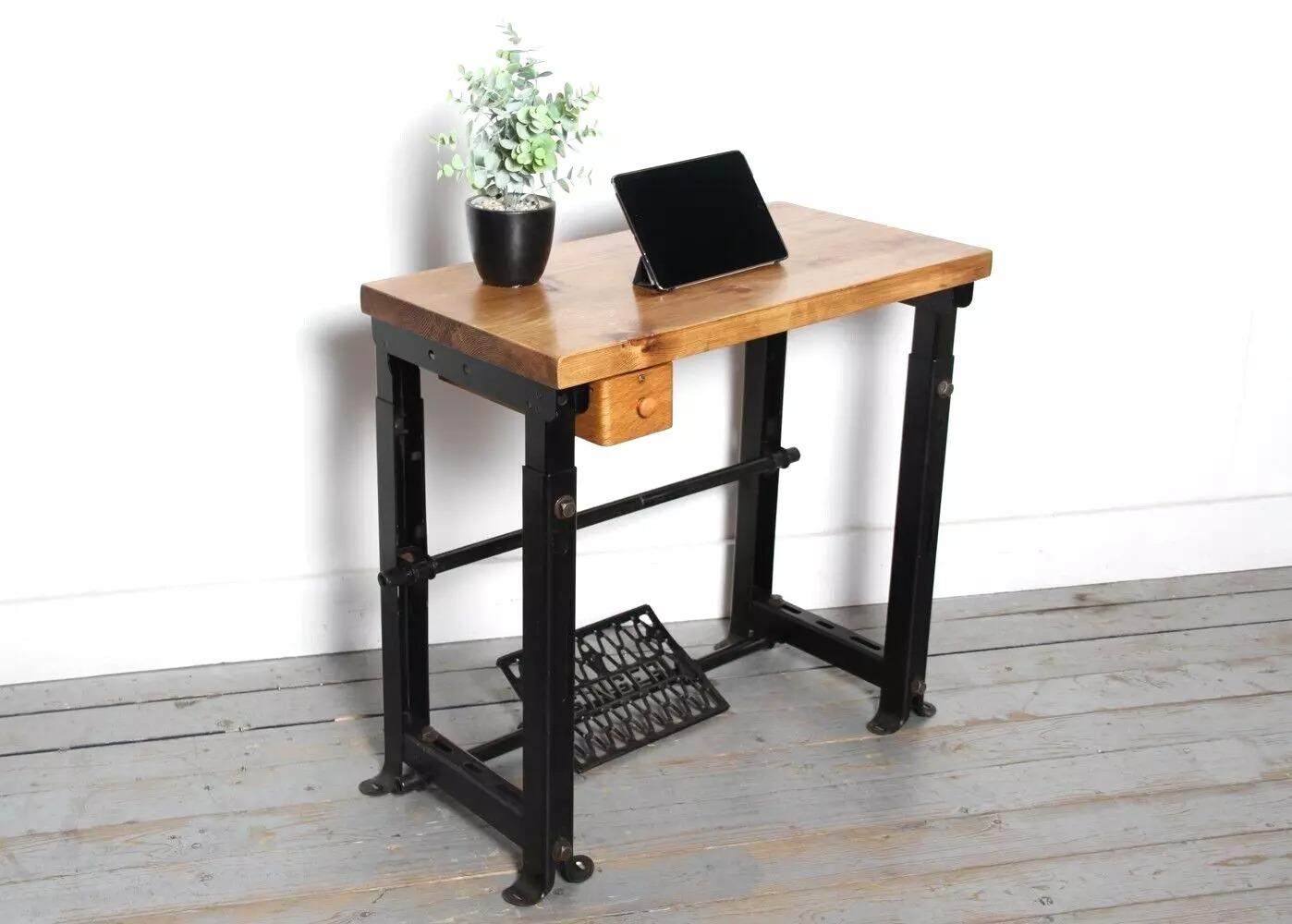Vintage Metal Industrial Machinists Height Adjustable Desk or Work Table For Sale 3