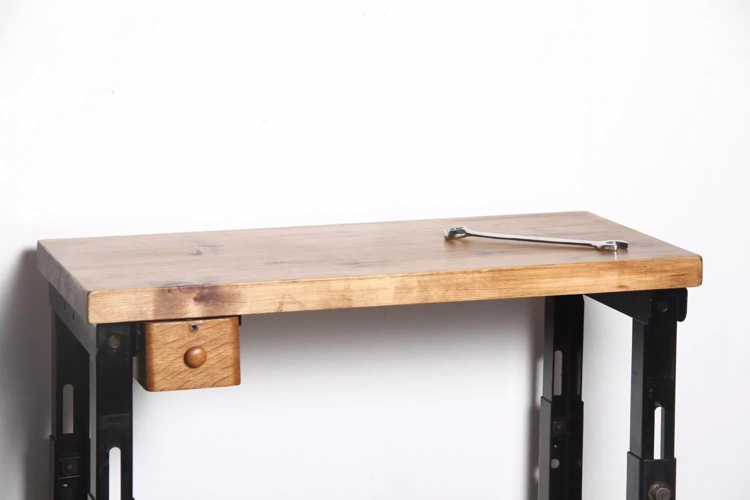 Vintage Metal Industrial Machinists Height Adjustable Desk or Work Table For Sale 4