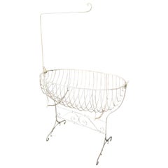 Culla a dondolo per neonati in metallo vintage, Francia, circa 1950