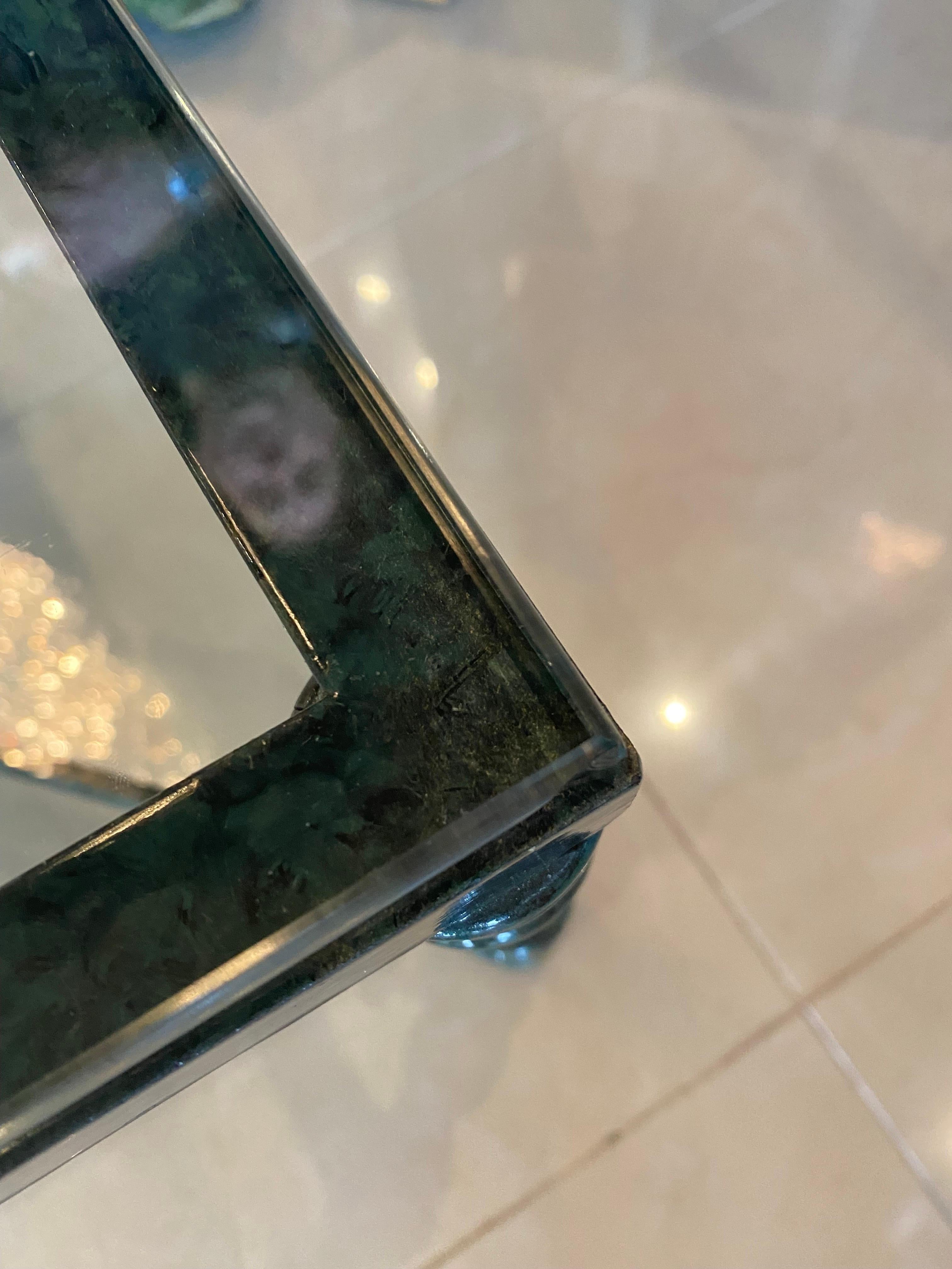 Vintage Metal Verdi Green Black Leaves Style of Giacometti Coffee Cocktail Table 4