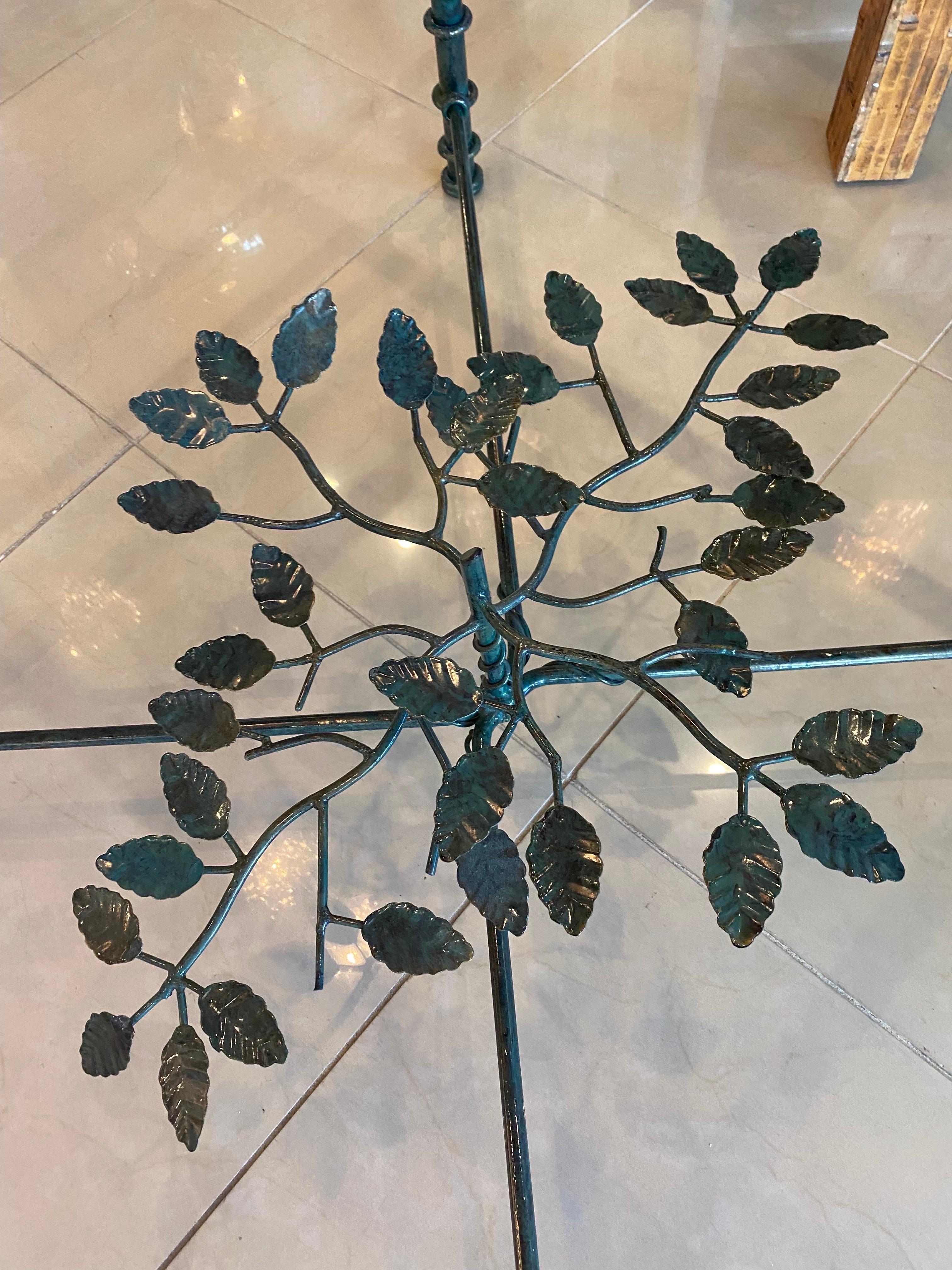 Vintage Metal Verdi Green Black Leaves Style of Giacometti Coffee Cocktail Table 7